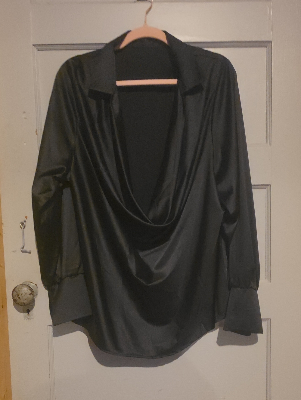 Amazon Black Satin Cowl Neck Blouse - Women Tops